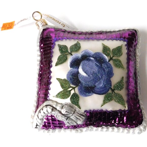 Lot of 3 Glass Pillow Ornaments by Ornaments to Remember Purple and Red NIB - Picture 13 of 13